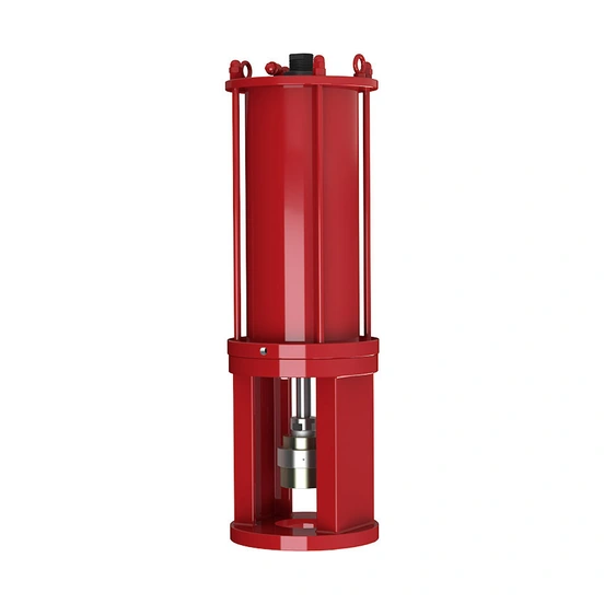 LP and LH Ranges - Pneumatic and hydraulic linear actuators - LP-SD 180 vertical with valve adaption render