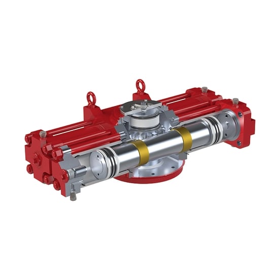 RHQ Range - Rack and pinion actuators - RHQ ISO render reversed - sectioned