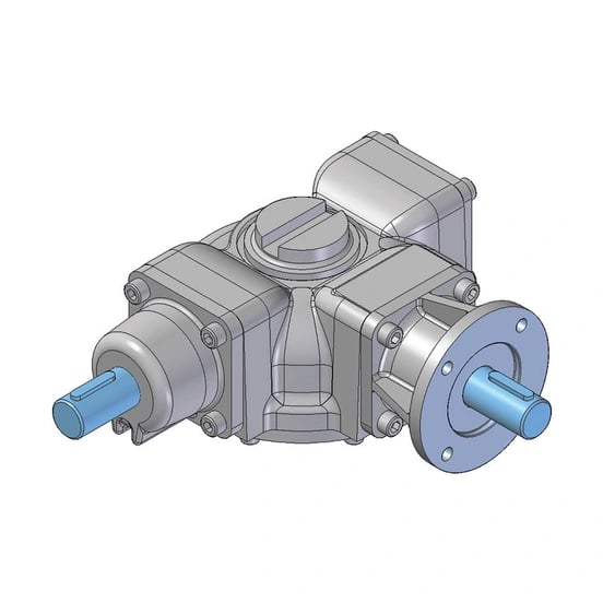 Dual Shaft Multi Turn Bevel Gearbox - 90 degree version